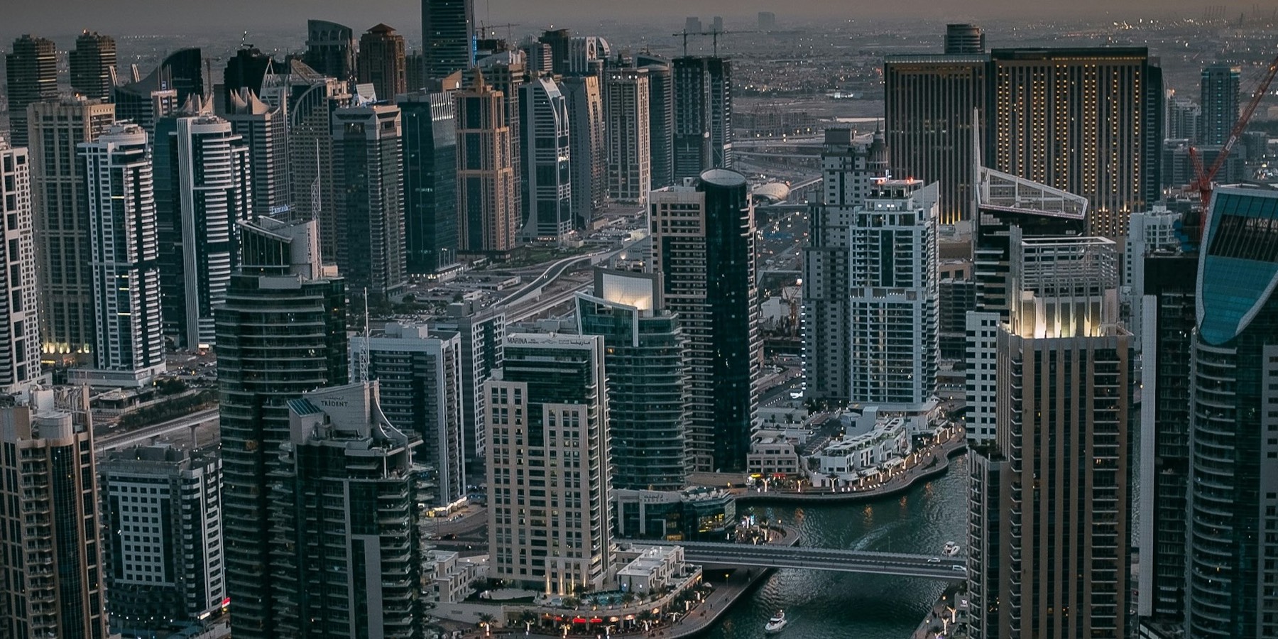 Dubai Marina towers from above